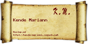 Kende Mariann névjegykártya