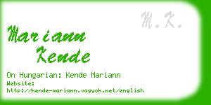 mariann kende business card
